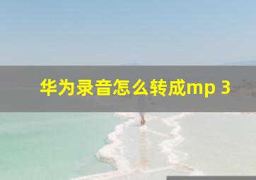 华为录音怎么转成mp 3